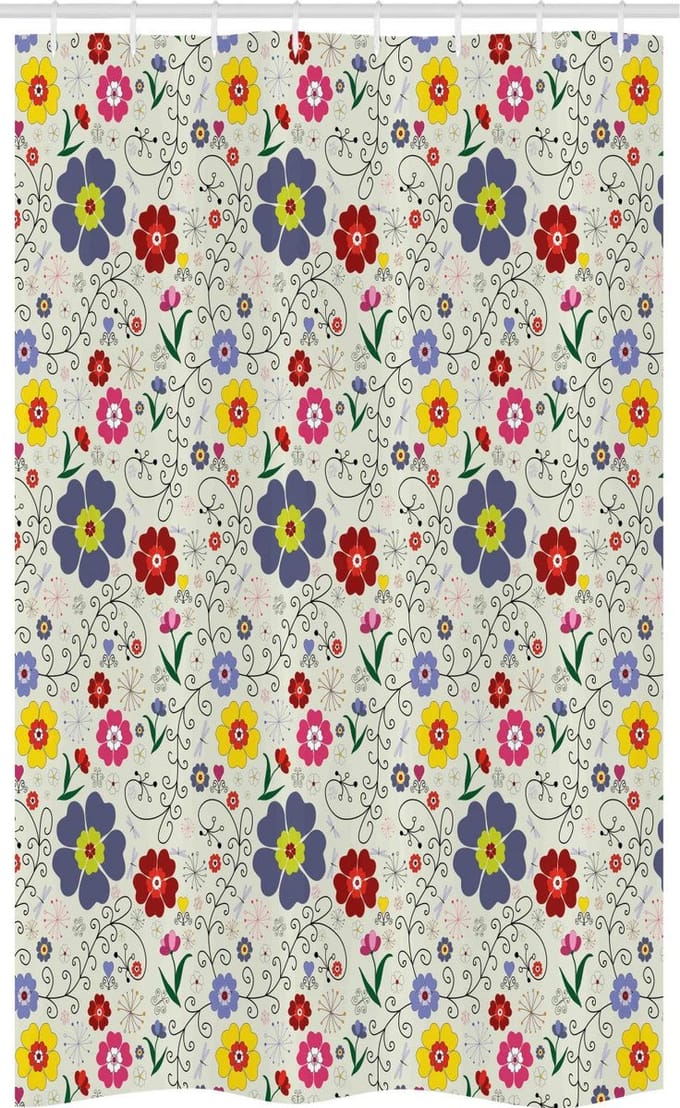 ABAKUHAUS Douchgordijn – Bloemen en Vlinders – 120x180 cm – Polyester