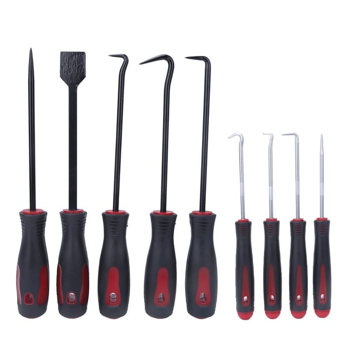 9 STUKS Precisie Schraper Haak Set Oliekeerring Trekker Pakking O-ring Slang Verwijdergereedschap black