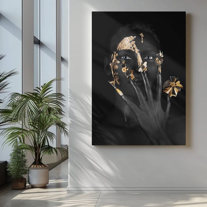 Canvas Schilderij - Vrouw Gezicht - Wall Art - 90x60x2 cm
