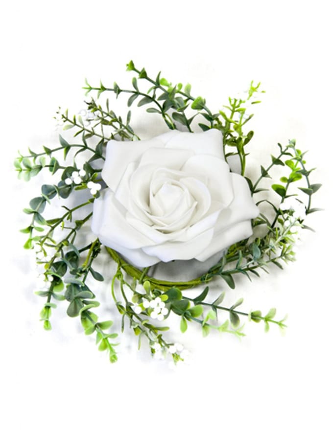 HOBI - Tafeldecoratie roze en wit blad 18 cm kunstbloem