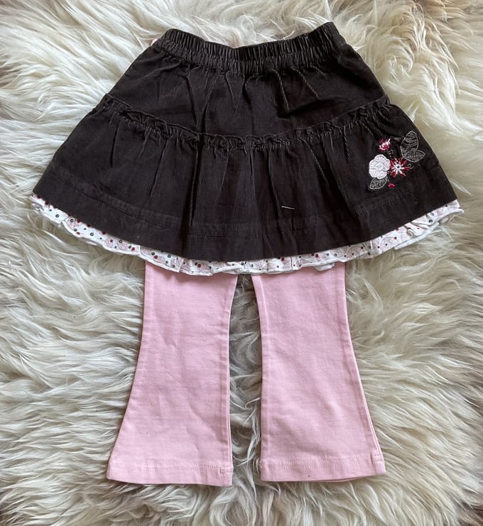 Tricky Tracks 2-delige set - Bruin/Roze - Rok+Legging - Maat 74