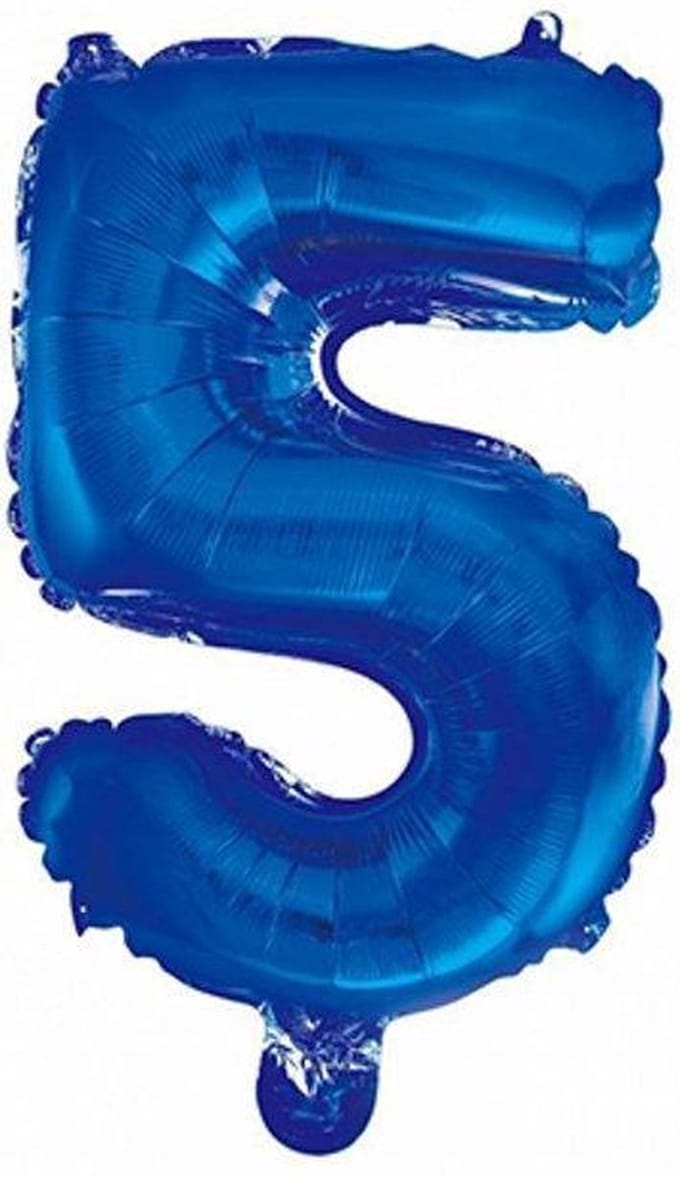 Folie Ballon Cijfer 5 Blauw 41cm