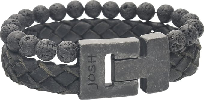 Josh Heren Armband Leer - Zwart