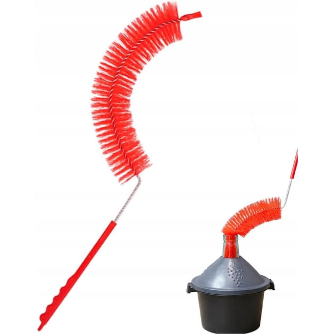 Bimberek - Flessenborstel - Gebogen - Ergonomische Handgreep - Rood