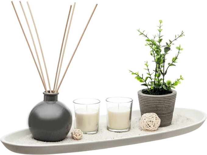 Atmosphera -  Ying Yang Geurkaars geschenkset - Geurstokjes met etherische olie Ylang Ylang - Grijs/wit