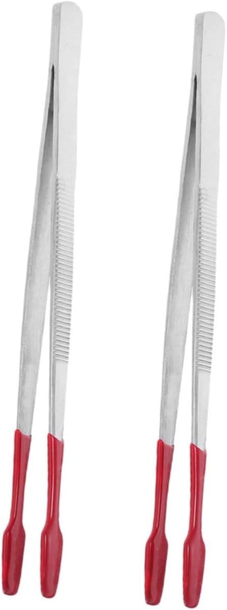 Roestvrijstalen Pincet - Verzamelaar Tool - Delicate Items Hanteren - Rubberen Gecoate Tips - 2 Stuks - Multicolor