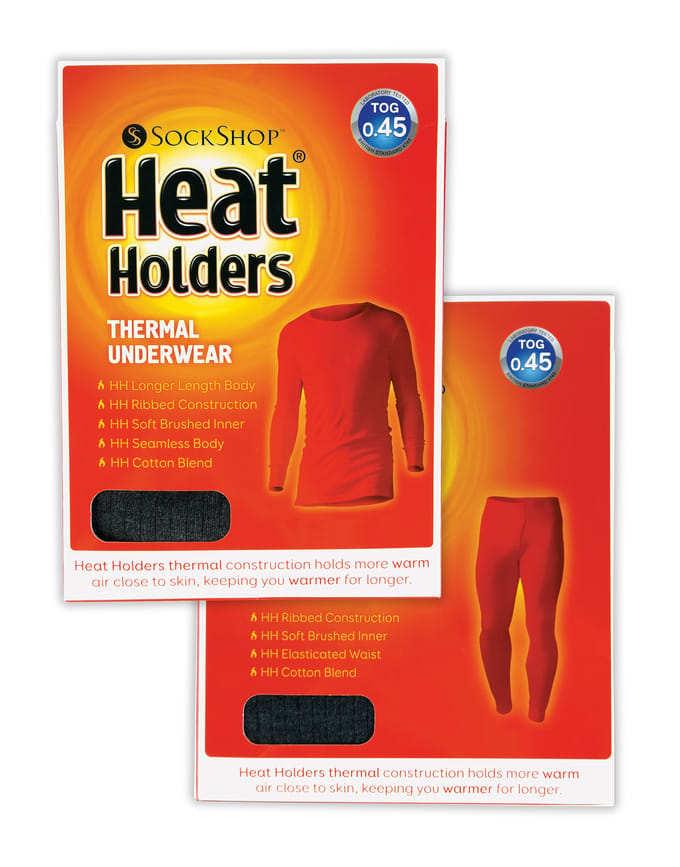 Heat Holders - Heren Lange Mouw Thermisch Ondergoed Set - Top & Lange Johns - Houtskool