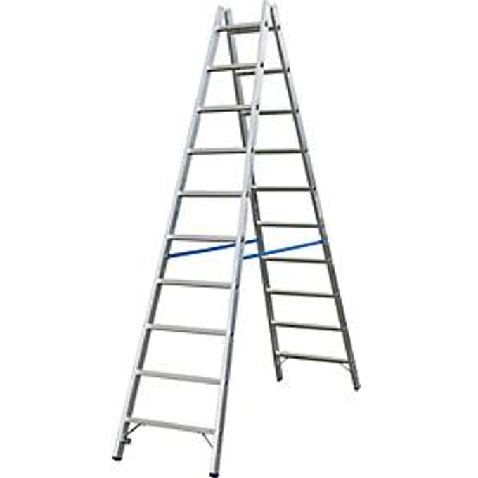 Dubbele trapladder, van aluminium, 2x 10 sporten