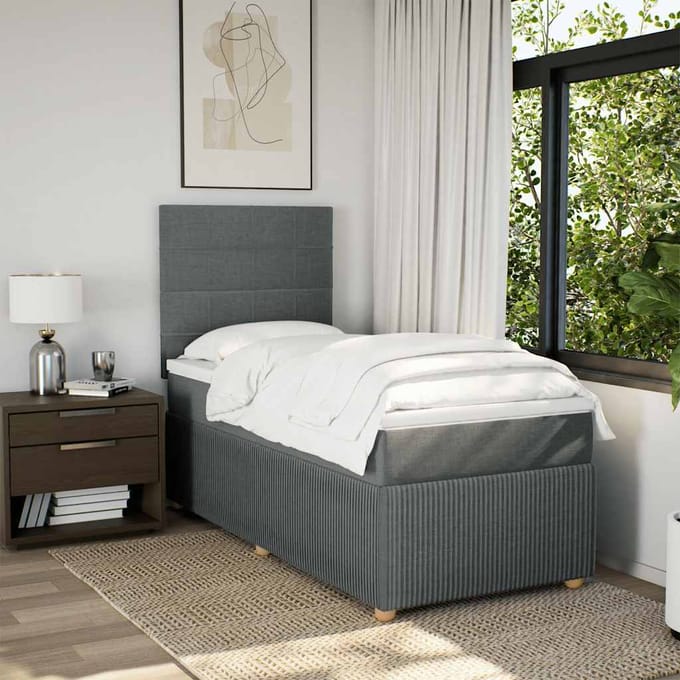 vidaXL - Boxspring - met - matras - stof - donkergrijs - 100x200 - cm