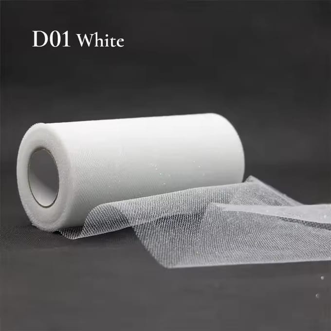 Glitter Tule - wit - 22,8 meter