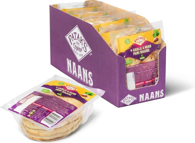 Patak's naanbrood mini - Knoflook & Kruiden - 6 x 188 gram
