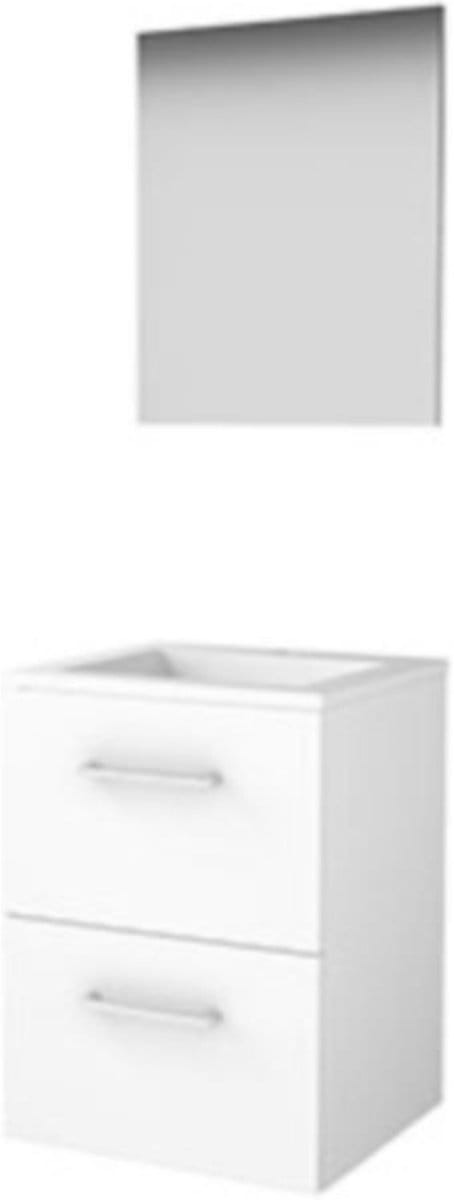 Basic-Line Basic 46 Badkamermeubelset - 50 x 46 cm - Met Grepen - 2 Lades - Acryl Wastafel - 1 Kraangat - Spiegel - Ice White