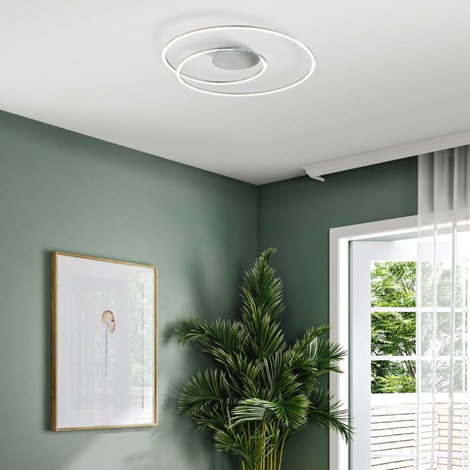 Fischer & Honsel Holy - Moderne plafondlamp - LED 38W - Ø 68cm - Dimbaar - Instelbaar warm tot koel wit licht - Zilver