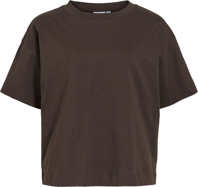 VILA - VIMONIE FLOWER EMB S/S O-NECK/1 - Dames - T-shirts