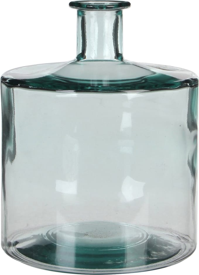 Mica Decorations Guan Fles Vaas - H26 x Ø21 cm - Gerecycled Glas - Transparant