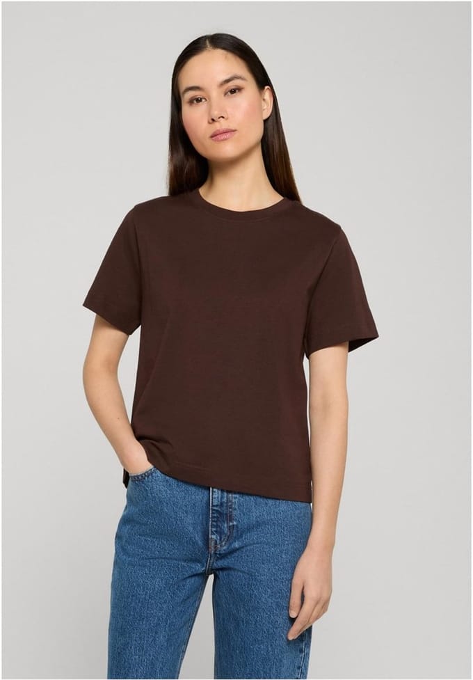 Urban Classics - Organic Boxy Dames Tshirt - M - Bruin