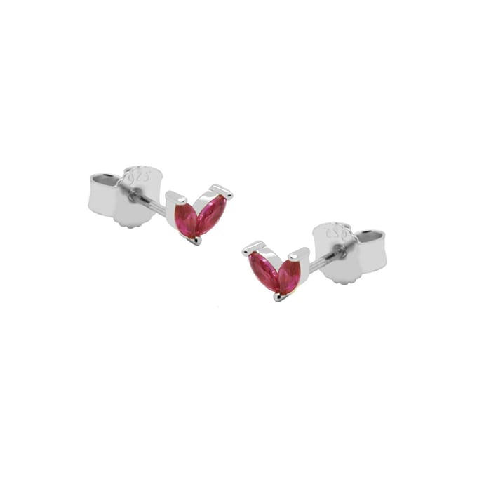 Karma Oorknoppen symbol double leaves zilver Rood