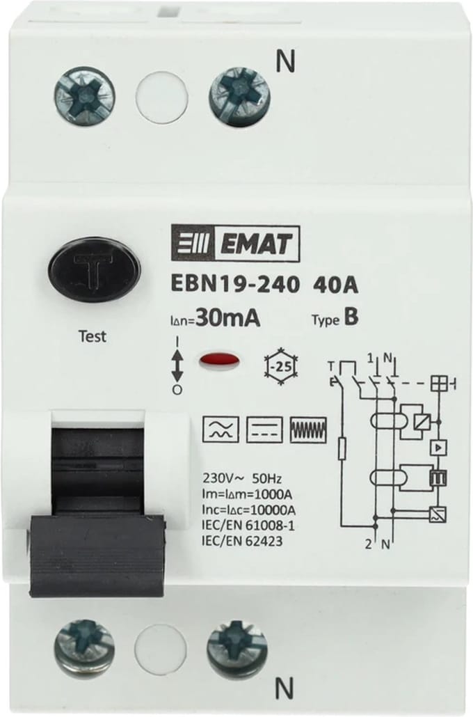 EMAT aardlekschakelaar 2-polig 40A 30mA type B (85002010)