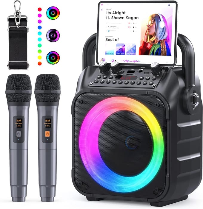 Karaoke Microfoon Bluetooth – Draadloze 4-in-1 Microfoon met Speaker & LED – Kinder Karaoke Set – Voor Feestjes, Zingen & Cadeau – Oplaadbaar