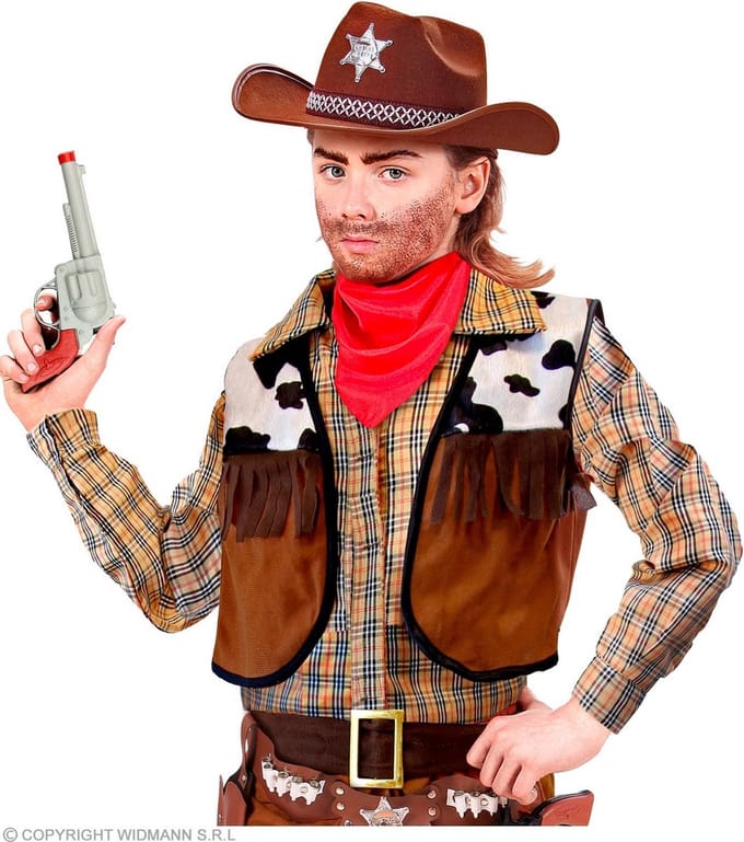 Cowboy pistool zilver plastic