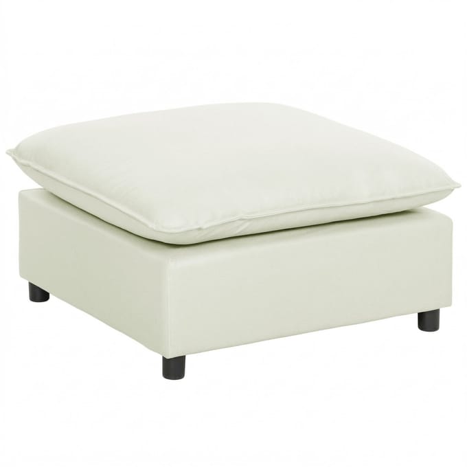 HOMCOM Voetenbank-Polyester, Multiplex-75L x 75B x 40H cm-Crèmewit