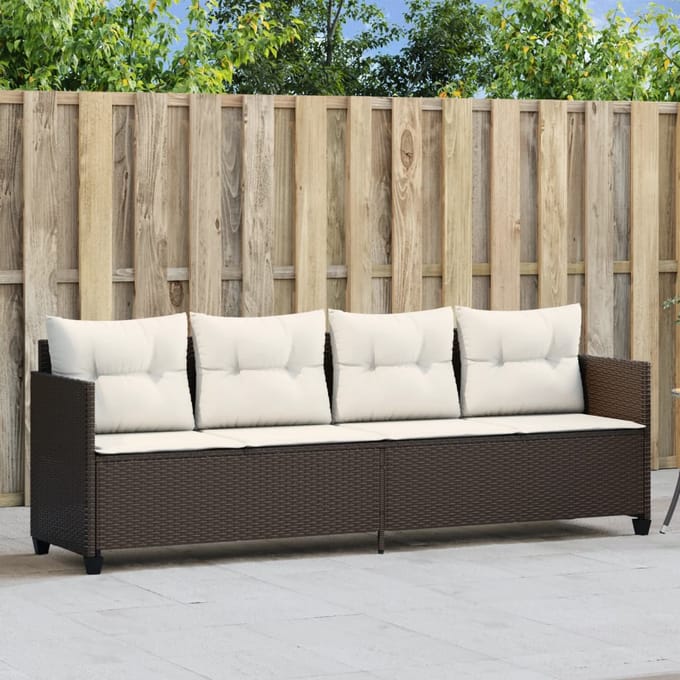 vidaXL - Ligbed - met - kussens - poly - rattan - bruin