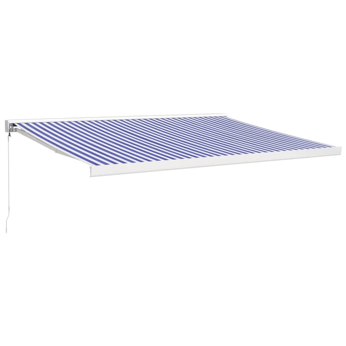 vidaXL - Uitschuifbare - luifel - Blauw - en - Wit - met - Witte - Frame - 4 - × - 3 - m