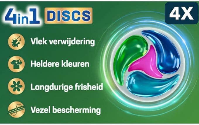 4 x Persil Wasmiddelcapsules Discs Gekleurde Was - 22 stuks