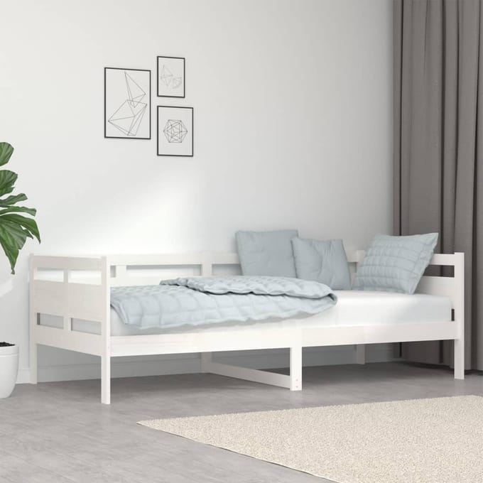 vidaXL - Slaapbank - massief - grenenhout - wit - 90x200 - cm