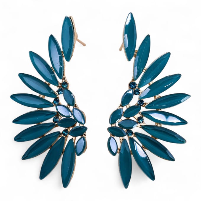 Turquoisegroen - Vintage glas - Engelenvleugels - Oorbellen