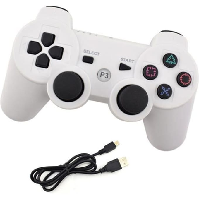 Ps3 Dualshock Controller zonder Draad Dubbele Trilling 6 As(Zesaxis) voor PS3-controller (Wit)