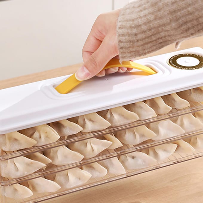 Dumpling Bewaarcontainer Voedselkwaliteit Plastic Koelkast Dumpling Bewaardoos voor Thuis beige