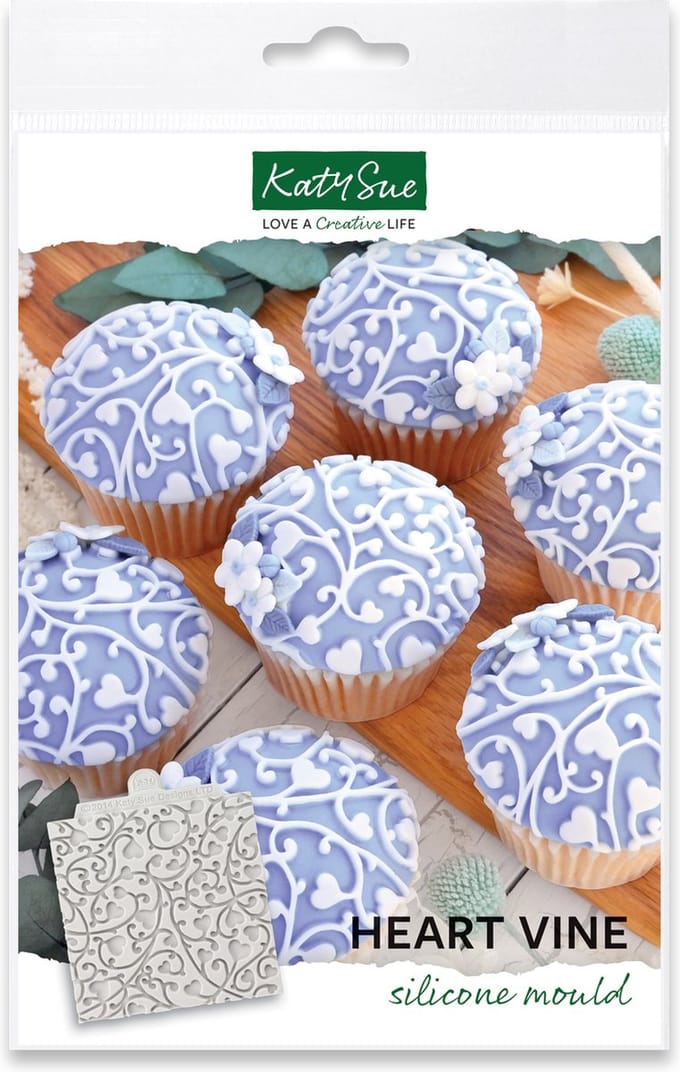 Katy Sue Silicone Mould Heart Vine Texture Mat