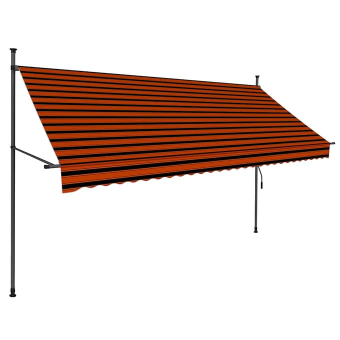 vidaXL - Luifel - handmatig - uitschuifbaar - met - LED - 300 - cm - oranje - en - bruin