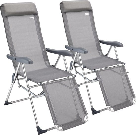 Casaria Aluminium Tuinstoel - 2 Stuks Verstelbaar - Grijs