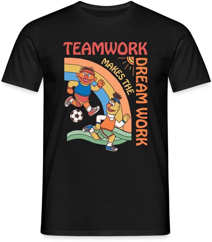 Sesamstraat Ernie En Bert Teamwork T-Shirt Heren