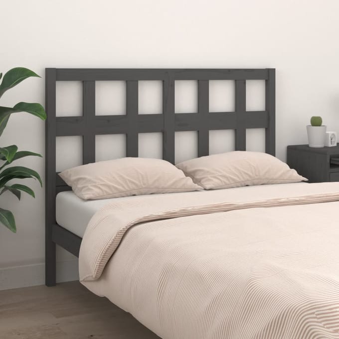vidaXL - Hoofdbord - 165,5x4x100 - cm - massief - grenenhout - grijs