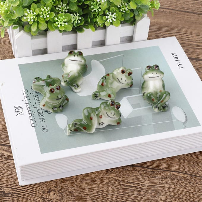 Keramische Leuke Kitten Eetstokjeshouder Keramisch Beschilderde Kitten Kikker Ornament Eetstokjeshouder beige