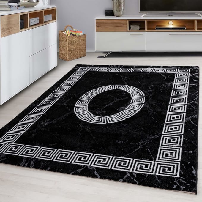 Plus Vloerkleed – Zwart – Klassiek Medaillon – Laagpolig & Decoratief