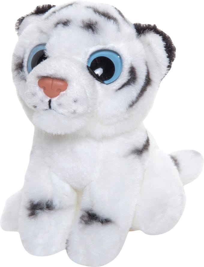 Nature Planet Knuffeldier Tijger - wit - pluche stof - 13 cm - dieren cadeau