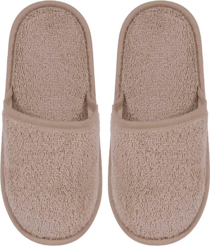 Badslippers Badstof Uni Pure met Zool Taupe Maat 43 - 1 Paar