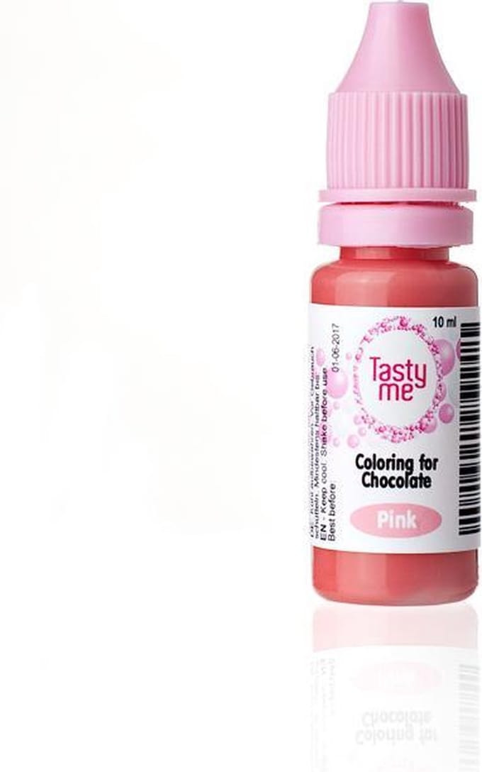 Chocolade Kleurstof Roze 10 ml. Voedingskleurstof voor chocolade. Tasty Me.