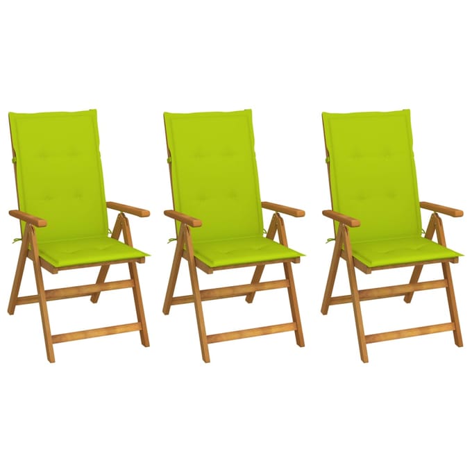 vidaXL - Inklapbare - stoelen - 3 - st - met - kussens - massief - acaciahout