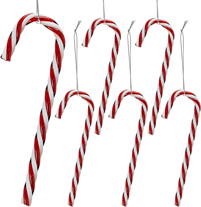Suikerstokken - 18 stuks - rood/wit - ca. 8 cm - kerstdecoratie - kerstversiering