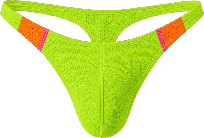 Barcode Berlin Thong RONAK Green-Orange-Pink - MAAT M - Heren Ondergoed - String voor Man - Mannen Thong