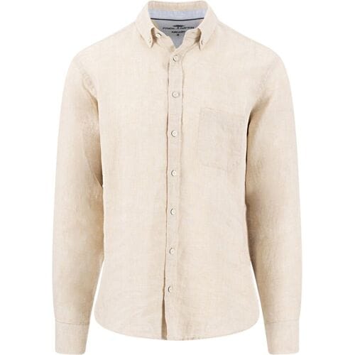 Fynch-Hatton Overhemd Premium Solid Linnen Button-Down Zand / male
