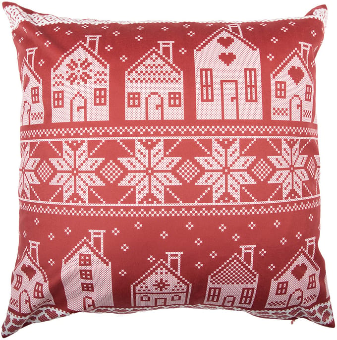 Clayre & Eef Kussenhoes 45x45 cm Rood Polyester Kerst