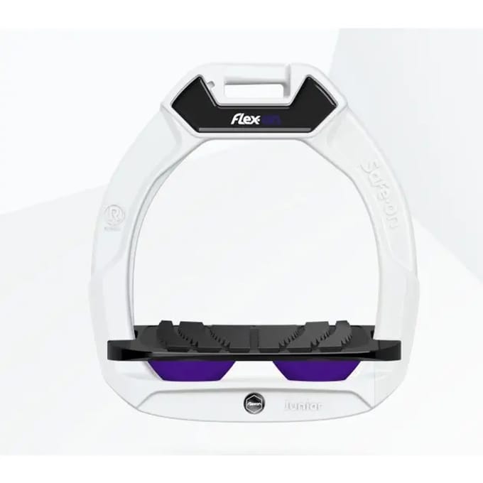 Veiligheidsstijgbeugels Ruitersport Schuin Grip Wit/Zwart/Paarse Kinderen Flex-On Safe-On
