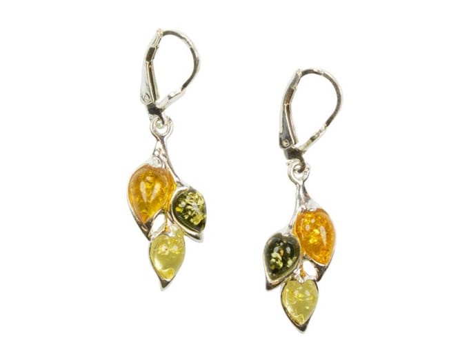 Zilveren oorbellen met sluiting Amber / Barnsteen 925 zilver