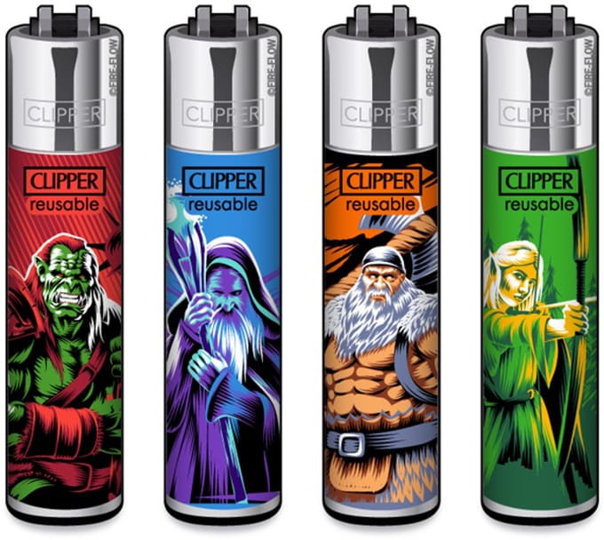 Clipper aansteker - Fantasy Worriors - CP11 (4 stuks)